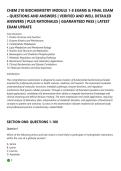 CHEM 210 BIOCHEMISTRY MODULE 1-8 EXAMS & FINAL EXAM&ndash; QUESTIONS AND ANSWERS &vert; VERIFIED AND WELL DETAILED&NewLine;ANSWERS &vert; PLUS RATIONALES &vert; GUARANTEED PASS &vert; LATEST&NewLine;EXAM UPDATE