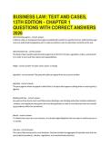 BUSINESS LAW- TEXT AND CASES&comma; 13TH EDITION - CHAPTER 1 QUESTIONS WITH CORRECT ANSWERS 2026&period;&NewLine;&NewLine;