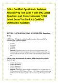 COA - Certified Ophthalmic Assistant &NewLine;Newest Prep Test Bank