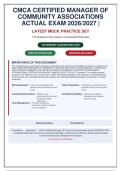CMCA Certified Manager of Community Associations Exam 2026&sol;2027 - 170 Practice Questions with Verified Answers & Detailed Rationales &lpar;Latest Update&rpar;