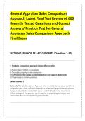 General Appraiser Sales Comparison &NewLine;Approach Latest Final Test Review of 600 &NewLine;Recently Tested Questions and Correct &NewLine;Answers