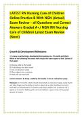 LATEST RN Nursing Care of Children &NewLine;Online Practice B With NGN &lpar;Actual&rpar; &NewLine;Exam Review &ndash; all Questions and Correct &NewLine;Answers Graded A&plus;