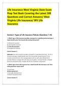 Life Insurance West Virginia State Exam &NewLine;Prep Test Bank Covering the Latest 300 &NewLine;Questions and Correct Answers