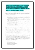 NUR 205 EXAM 2 With Complete Correct Answers