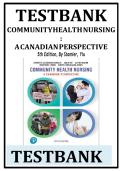 TEST BANK FOR Community Health Nursing&colon; A Canadian Perspective&comma; Fifth Edition by Lynnette Leeseberg Stamler &comma; Aliyah Dosani &comma; Josephine Etowa &comma; Cheryl van Daalen ISBN&colon;978-0134837888 COMPLETE GUIDE 100&percnt; VERIFIED A&plus; GRADE ASSURED&excl;&excl;&excl;&excl;NEW LATEST UPDATE&excl;&excl;&excl;&excl;&excl;