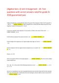 &lpar;Algebra Sem&period; 2&rpar; Unit 3 Assignment - 20&period; Test questions with correct answers rated for grade A&plus; 2026 guaranteed pass 
