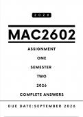 MAC2602 Assignment 1 Answers - Semester 2 &comma; 2026 &vert; Due Date September 2026