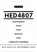 HED4807 Assignment 4 Answers - Year Module &comma; 2026 &vert; Due Date 10 September 2026