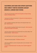 CALIFORNIA LAW EXAM 2026 UPDATE QUESTIONS&NewLine;AND CORRECT VERIFIED ANSWERS ALREADY&NewLine;GRADED A&plus; &lpar;BRAND NEW VISION&rpar;