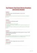 Tax Preparer Final Exam Review Questions&NewLine;and Correct Answers