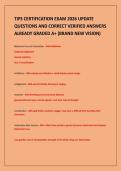 TIPS CERTIFICATION EXAM 2026 UPDATE&NewLine;QUESTIONS AND CORRECT VERIFIED ANSWERS&NewLine;ALREADY GRADED A&plus; &lpar;BRAND NEW VISION&rpar;
