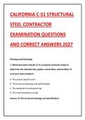 CALIFORNIA C-51 STRUCTURAL &NewLine;STEEL CONTRACTOR &NewLine;EXAMINATION QUESTIONS &NewLine;AND CORRECT ANSWERS 2027 