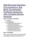 2026&sol;2027 Elite Business Statistics & Econometrics Test Bank&colon; Grandmaster Synthesis Questions with Complete Mentor Analyses