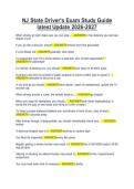 NJ State Driver-s Exam Study Guide latest Update 2026-2027