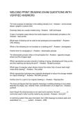 WELDING PRINT READING EXAM QUESTIONS WITH VERIFIED ANSWERS