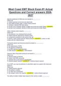 West Coast EMT Block Exam -1 Actual Questions and Correct answers 2026-2027