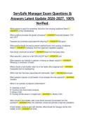 ServSafe Manager Exam Questions & &NewLine;Answers Latest Update 2026-2027&comma; 100&percnt; &NewLine;Verified&period; 