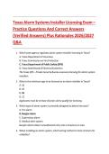Texas Alarm Systems Installer Licensing Exam &lpar;2026&ndash;2027&rpar; &ndash; Practice Questions&comma; Verified Answers&comma; and Rationales