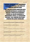 NURSING LEADERSHIP AND MANAGEMENT EXAM PREP 2026-2027 - ULTIMATE STUDY GUIDE&NewLine;&NewLine;260&plus; PRACTICE QUESTIONS WITH 100&percnt; VERIFIED ANSWERS &plus; DETAILED RATIONALES &vert; COMPLETE COVERAGE OF ALL MAJOR LEADERSHIP & MANAGEMENT TOPICS &vert; UPDATED PER LATEST CURRICULUM STANDA