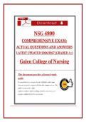 NSG 4800 COMPREHENSIVE EXAM&colon; ACTUAL QUESTIONS AND ANSWERS LATEST UPDATED 2026&sol;2027 &lpar;GRADED A&plus;&rpar; - Galen College of Nursing