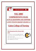 NSG 4800 COMPREHENSIVE EXAM&colon; ACTUAL QUESTIONS AND ANSWERS LATEST UPDATED 2026&sol;2027 &lpar;GRADED A&plus;&rpar; - Galen College of Nursing