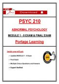 PSYC 210 Module 1 - 8 Exam & Final Exam &lpar;Latest 2026&sol;2027 Update&rpar; &ndash; Abnormal Psychology Portage Learning &vert; Questions and Verified Answers