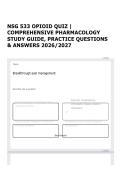 NSG 533 OPIOID QUIZ &vert; COMPREHENSIVE PHARMACOLOGY STUDY GUIDE&comma; PRACTICE QUESTIONS & ANSWERS 2026&sol;2027