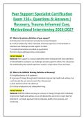 Peer Support Specialist Certification Exam 150&plus; Questions & Answers &vert; Recovery&comma; Trauma-Informed Care&comma; Motivational Interviewing 2026&sol;2027