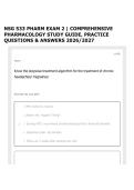 NSG 533 PHARM EXAM 2 &vert; COMPREHENSIVE PHARMACOLOGY STUDY GUIDE&comma; PRACTICE QUESTIONS & ANSWERS 2026&sol;2027