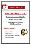 NSG 3100 Exams 1&comma;2&comma;3 &vert; Galen College &vert; Full Fundamentals of Nursing Exams with Verified Answers & Rationales&comma; Graded A&plus;
