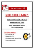 NSG3100 &sol; NSG 3100 Exam 1 &lpar;Latest 2026 &sol; 2027&rpar; Fundamental Concepts & Skills for Nursing Practice &vert; Questions and Verified Answers &vert; 100&percnt; Correct &vert; Graded A&plus; - Galen