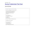 Nursing Fundamentals Final Exam