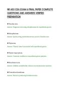 NR 603 CEA EXAM 6 FINAL PAPER COMPLETE&NewLine;QUESTIONS AND ANSWERS VERIFIED&NewLine;PREPARATION