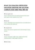 NR 667 CEA EXAM 2026 CERTIFICATION&NewLine;EVALUATION QUESTIONS AND SOLUTIONS&NewLine;COMPLETE STUDY SHEET FINAL PREP 450