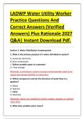 LADWP Water Utility Worker &NewLine;Practice Questions And &NewLine;Correct Answers &lpar;Verified &NewLine;Answers&rpar; Plus Rationale 2027 &NewLine;Q&A&vert; Instant Download Pdf&period; 