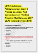 &NewLine; &NewLine;NU 545 Advanced &NewLine;Pathophysiology Exam 1 &NewLine;Practice Questions And &NewLine;Correct Answers &lpar;Verified &NewLine;Answers&rpar; Plus Rationale 2027 &NewLine;Q&A&vert; Instant Download Pdf&period; 
