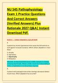 NU 545 Pathophysiology &NewLine;Exam 1 Practice Questions &NewLine;And Correct Answers &NewLine;&lpar;Verified Answers&rpar; Plus &NewLine;Rationale 2027 Q&A&vert; Instant &NewLine;Download Pdf&period; 
