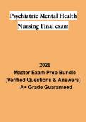 Psychiatric Mental Health Nursing Final Exam PDF &vert; PMH Nursing Study Guide&comma; Practice Questions & Exam Review 2026
