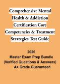 Comprehensive Mental Health & Addiction Certification Core Competencies & Treatment PDF &vert; Study Guide&comma; Practice Questions & Exam Review 2026