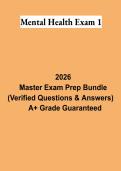Mental Health Exam 1 PDF &vert; Mental Health Nursing Study Guide&comma; Practice Questions & Exam Review 2026