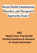 Mental Health Fundamentals&comma; Disorders & Therapeutic Approaches Exam 3 PDF &vert; Study Guide&comma; Practice Questions & Exam Review 2026