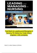 Test Bank for Leading and Managing in &NewLine;Nursing 7th Edition by Yoder Wi&NewLine;se &lpar; &NewLine;chapters 1-30&rpar; complete&period;