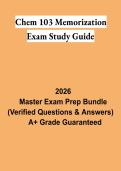 Chem 103 Memorization Exam Study Guide PDF &vert; Chemistry 103 Key Concepts&comma; Formulas & Exam Review 2026