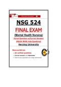 NSG 524 Final Exam &ndash; Herzing Mental Health Nursing &lpar;2026&rpar; Actual Questions & Verified Answers &lpar;A&plus; Guarantee&rpar;