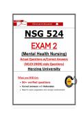 NSG 524 Exam 2 &ndash; Herzing Mental Health Nursing &lpar;2026&rpar; Actual Questions & Verified Answers with NCLEX-style &vert; &lpar;Guarantee Pass&rpar;