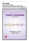 TEST BANK&NewLine;The Art of Public Speaking &NewLine;by Stephen Lucas&comma; 13TH edition &vert;&vert; LATEST EDITION
