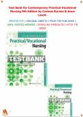Test Bank for Contemporary Practical Vocational Nursing 9th Edition by Corinne Kurzen & Anna Lavon