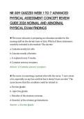 NR 509 QUIZZES WEEK 1 TO 7 ADVANCED&NewLine;PHYSICAL ASSESSMENT CONCEPT REVIEW&NewLine;GUIDE 2026 NORMAL AND ABNORMAL&NewLine;PHYSICAL EXAM FINDINGS