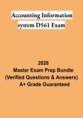 Accounting Information Systems D561 Exam PDF &vert; AIS D561 Study Guide&comma; Practice Questions & Exam Review 2026