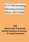 ACCT 5510 Accounting Information Systems Final Test Guide PDF &vert; AIS Study Guide&comma; Practice Questions & Exam Review 2026